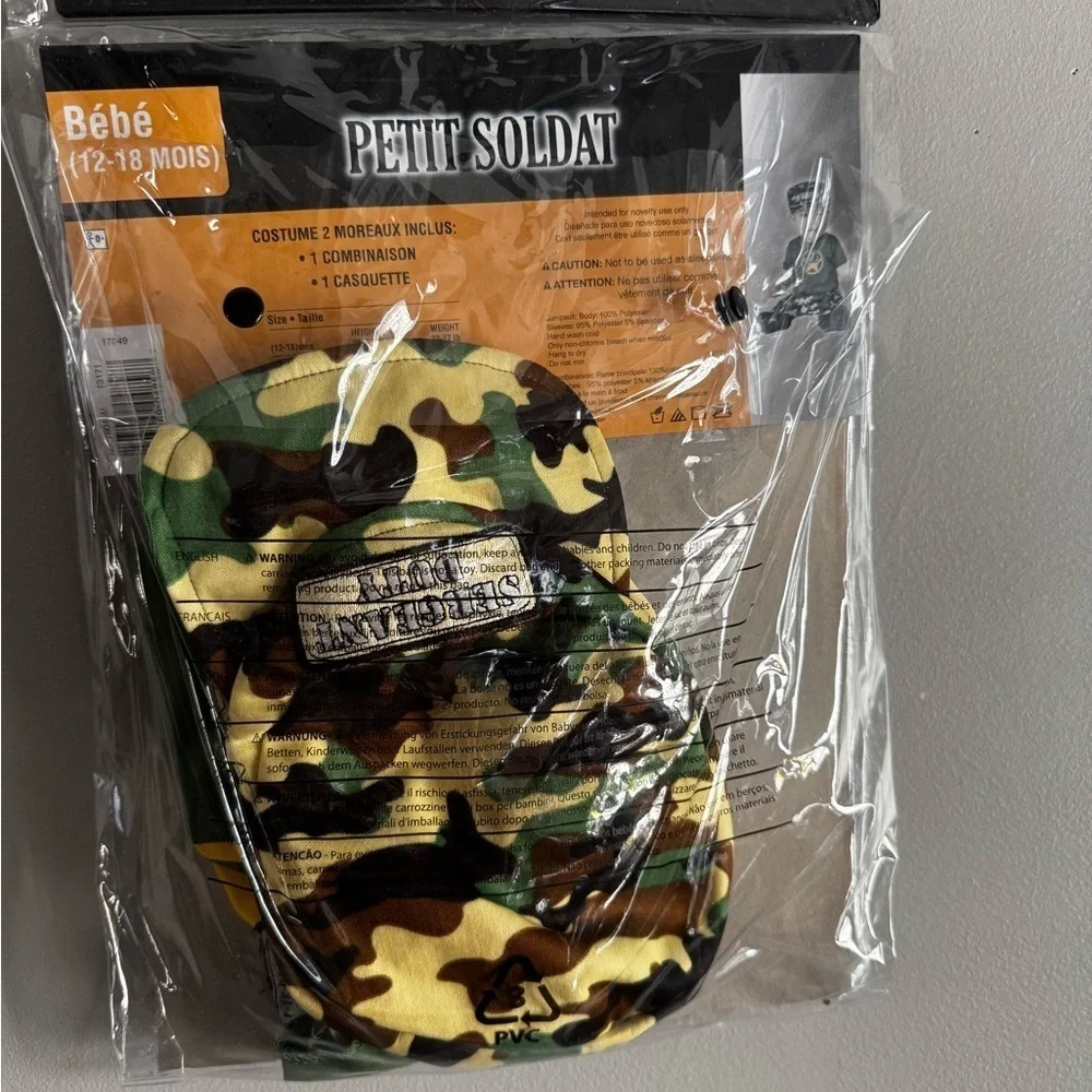 Private duty Soldadito Infant Costume - Green and Camouflage